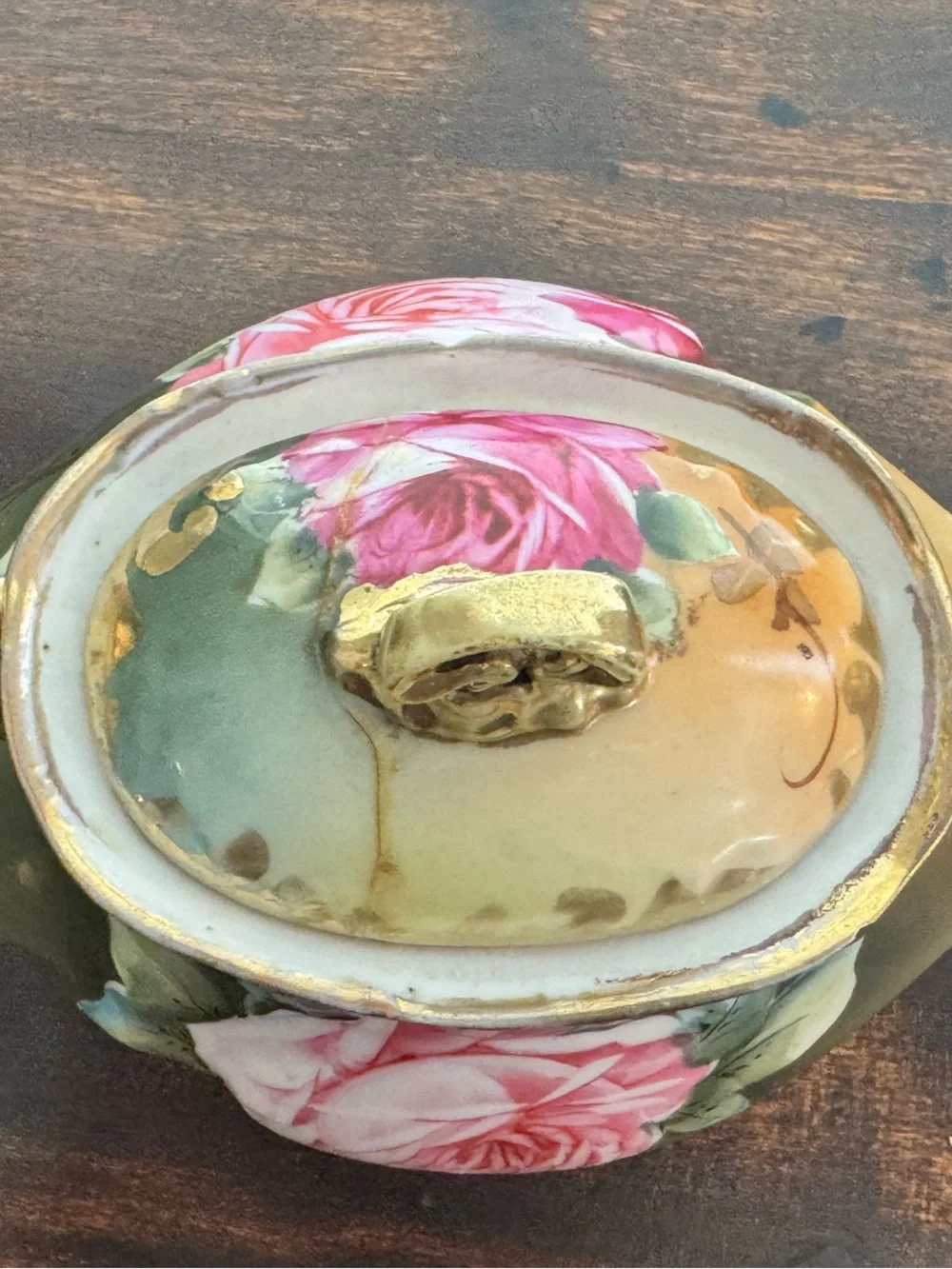 Antique Hand-Painted Nippon Floral Porcelain Sugar Bowl and Creamer